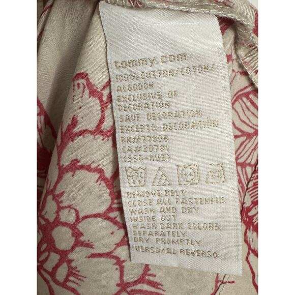 Tommy Hilfiger Womens Collared Ivory Floral A Line Belted Shirt Dress Sz 4 - Picture 6 of 7